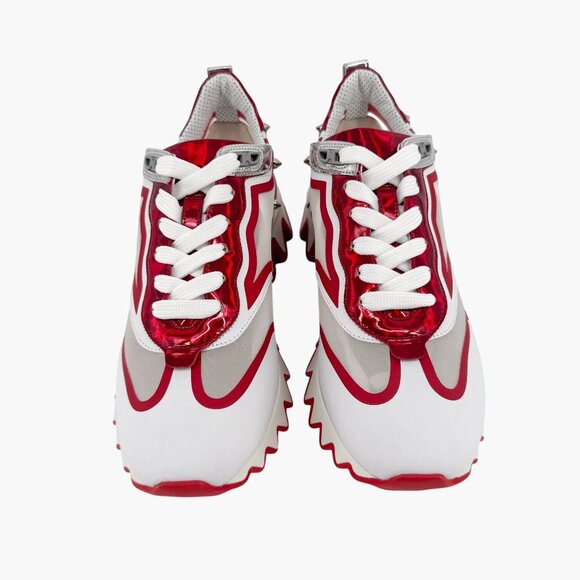Christian Louboutin Sharkina White Mesh Red Sneakers Size 38.5 US 8.5 Women 6969 - Picture 3 of 15